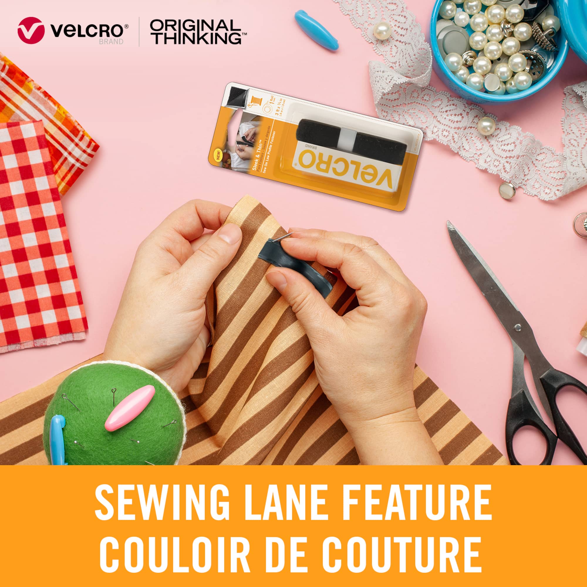 VELCRO® Brand Sleek & Thin™ White Sew On Fastener Roll